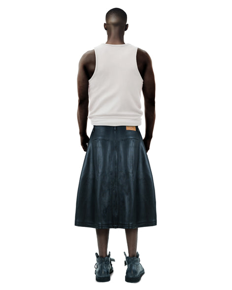 Consumed Distressed Black Leather Skirt