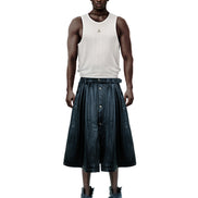 Consumed Distressed Black Leather Skirt