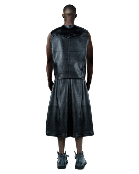 Consumed Distresed Black Leather Vest