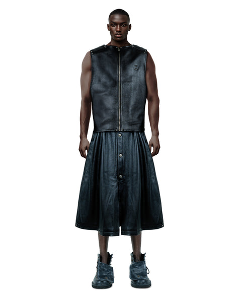 Consumed Distresed Black Leather Vest