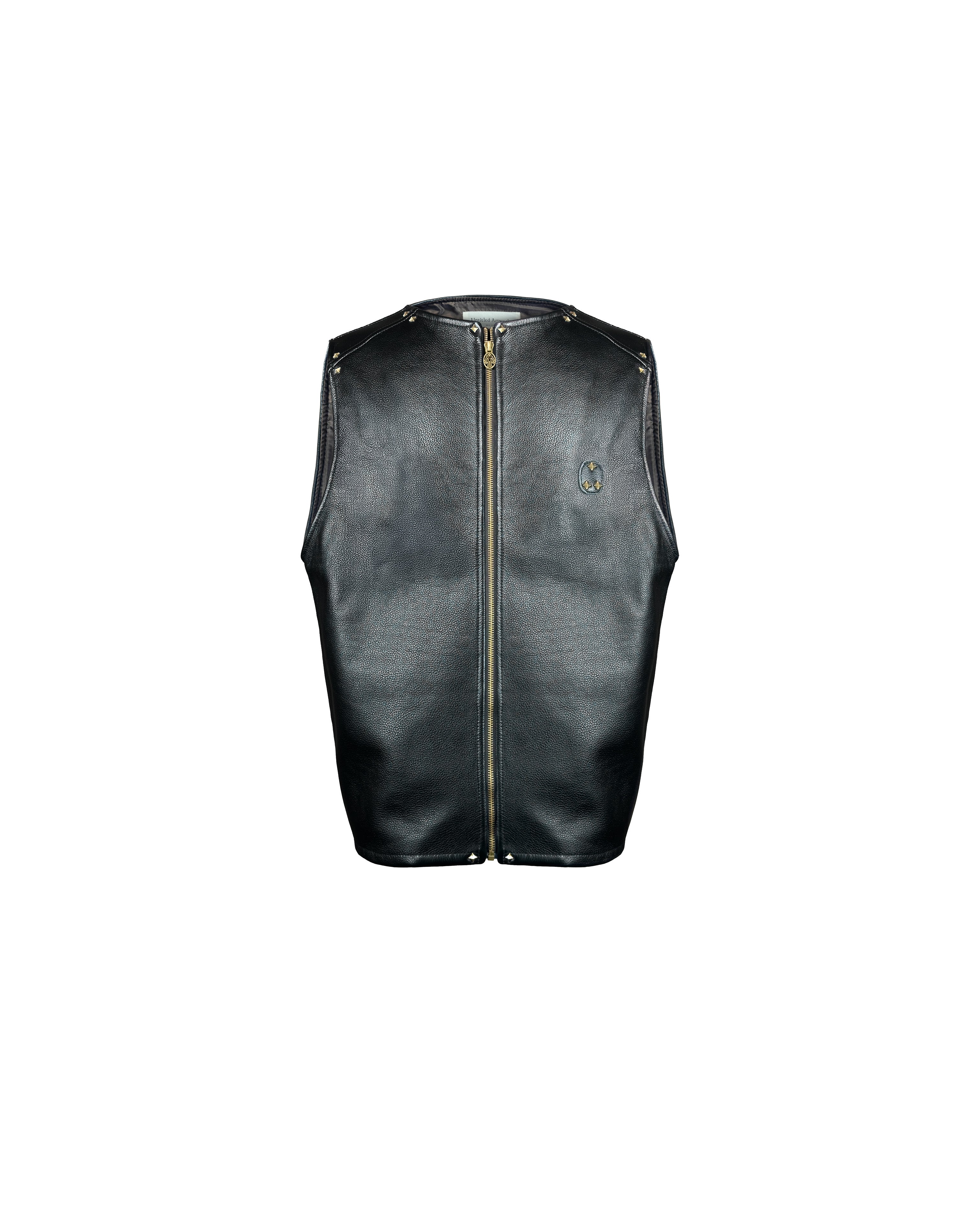 Consumed Distresed Black Leather Vest
