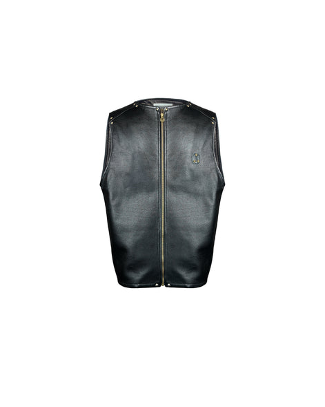 Consumed Distresed Black Leather Vest