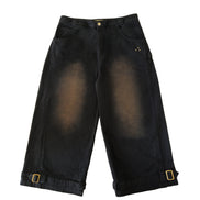 Tobi Wide Leg Black Jeans Dirty Washed