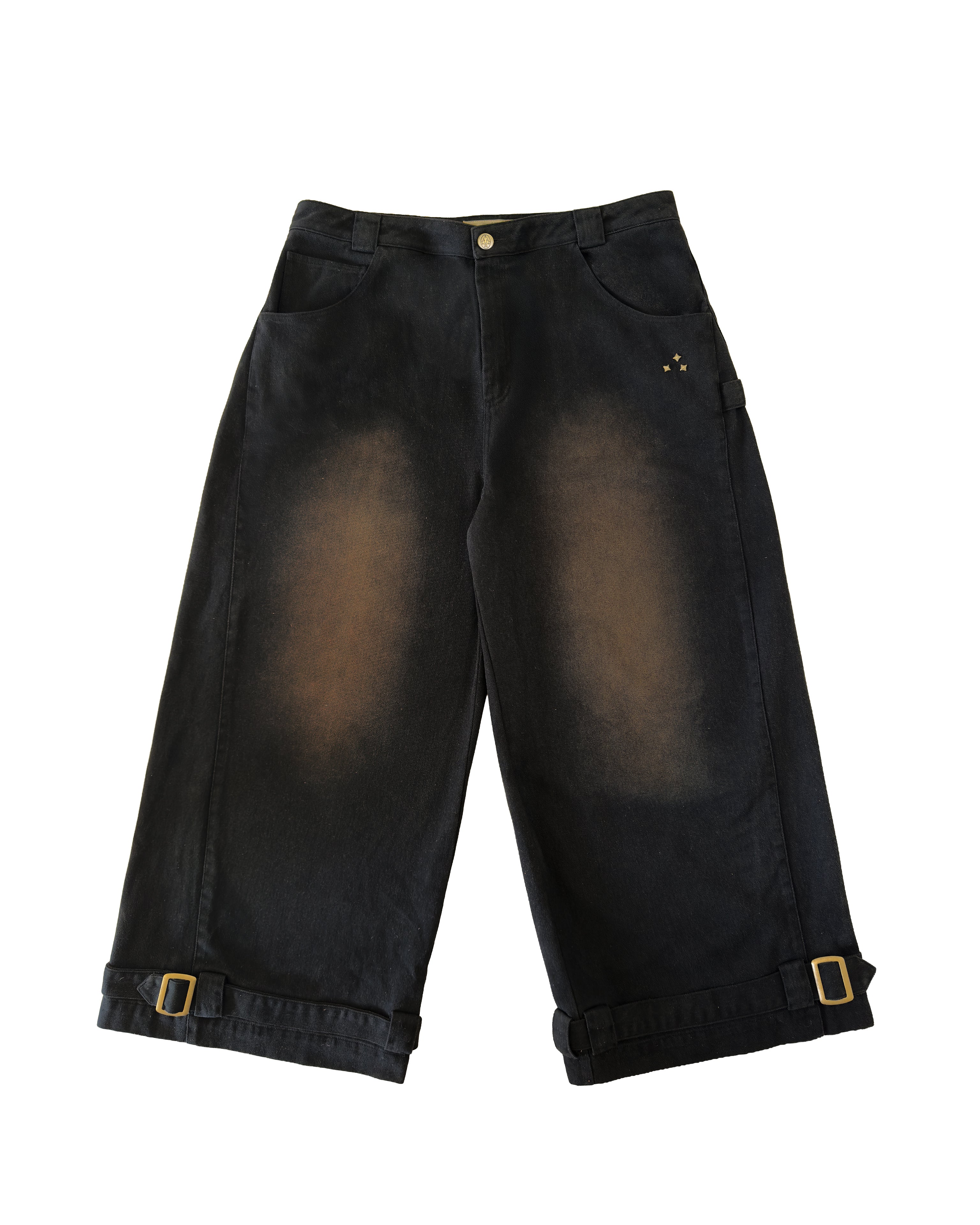 Tobi Wide Leg Black Jeans Dirty Washed