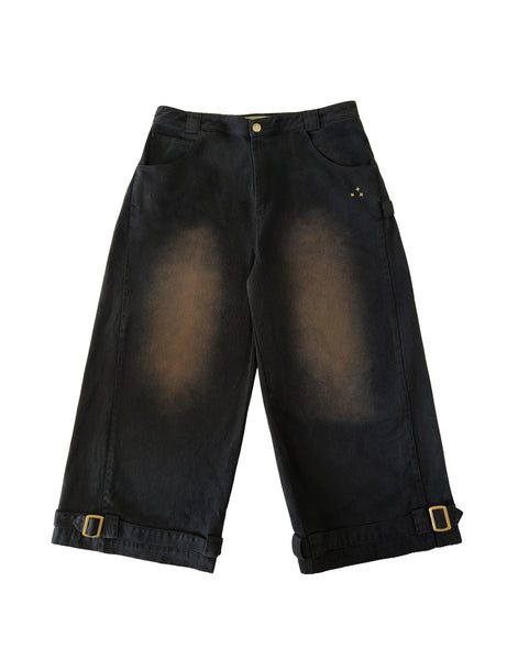 Tobi Wide Leg Black Jeans Dirty Washed