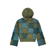 Knit Cardigan Hoodie Patch Moss