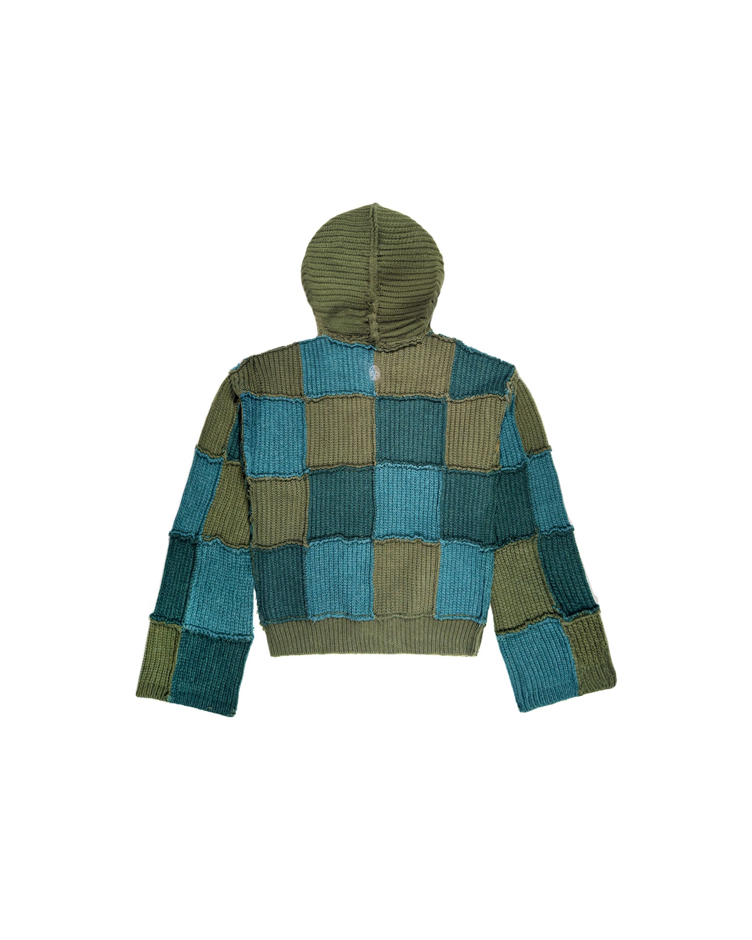 Knit Cardigan Hoodie Patch Moss