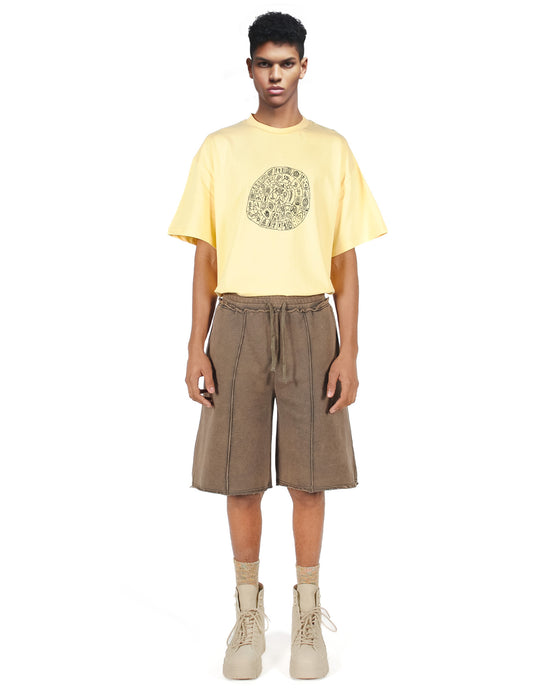 Washed Brown Sweat Shorts