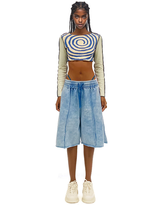 Washed Blue Sweat Shorts