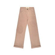 Beige Workwear Pleated Patch Pants