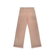 Beige Workwear Pleated Patch Pants