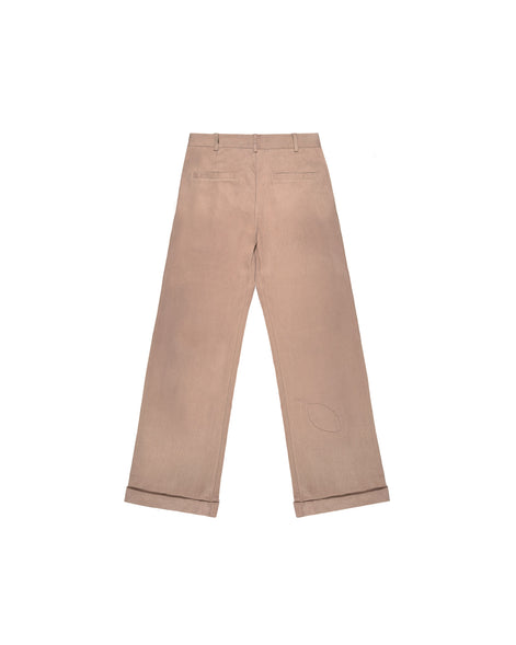 Beige Workwear Pleated Patch Pants
