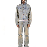 Denim Jacket Allover Logo Chalk Blue