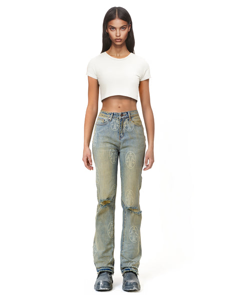 Denim Pants Allover Logo Chalk Blue