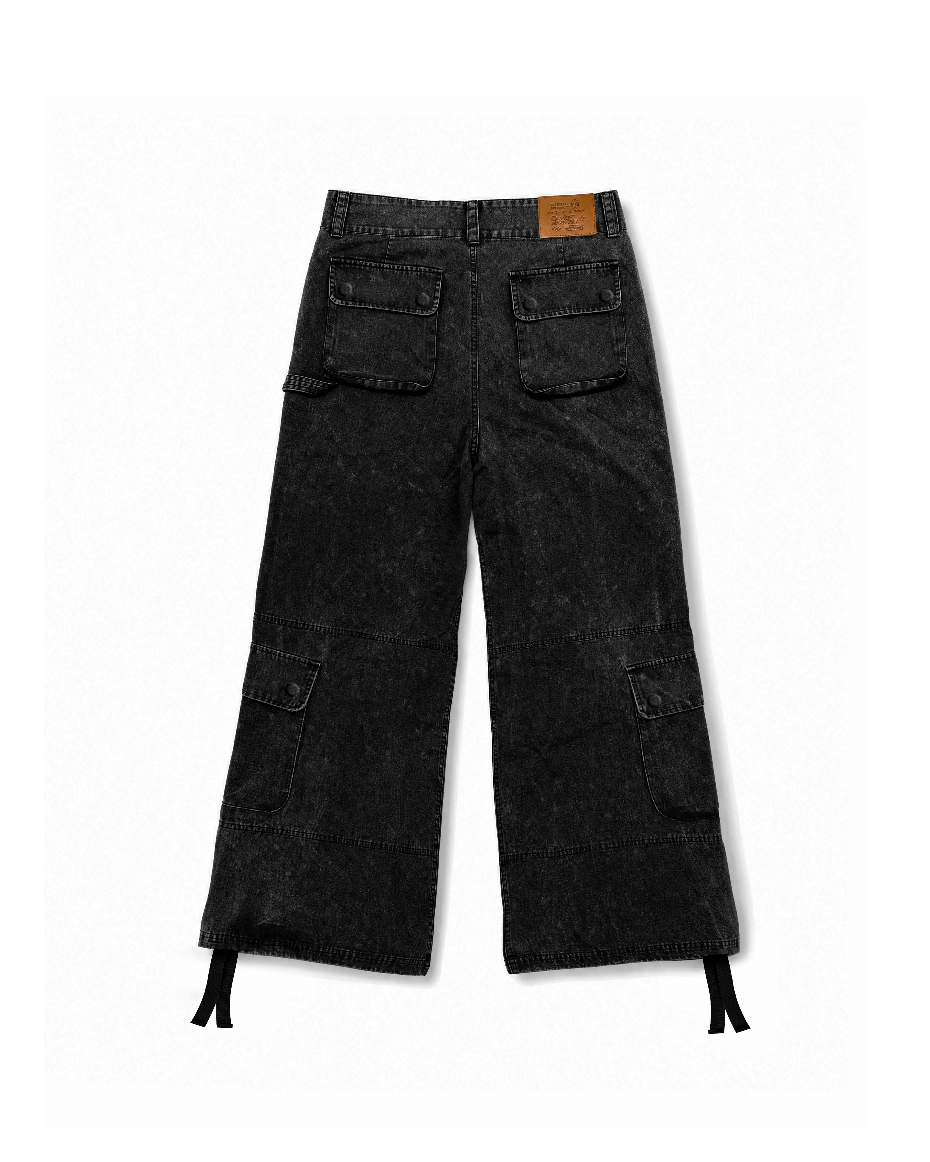Cargo Wide Pants Washed Black 112 114