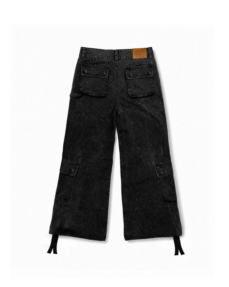 Cargo Wide Pants Washed Black 112 114