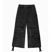 Cargo Wide Pants Washed Black 112 114