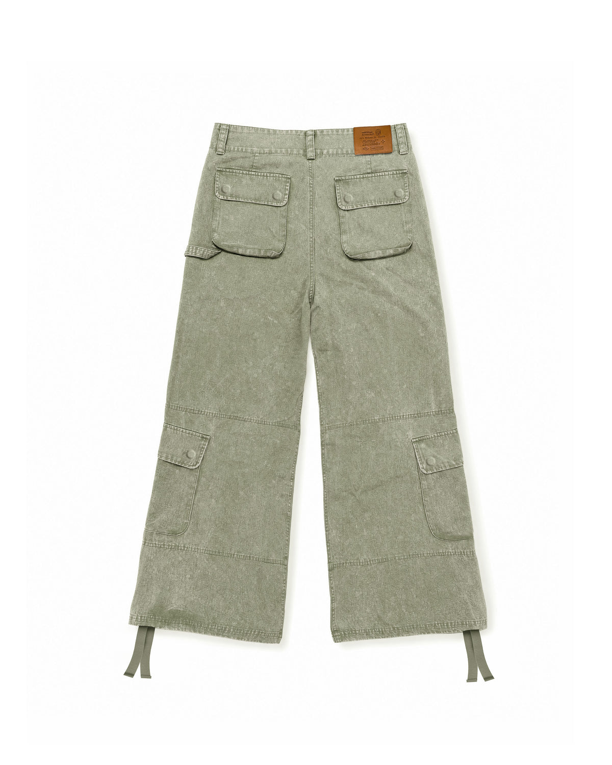 Cargo Wide Pants Washed Green