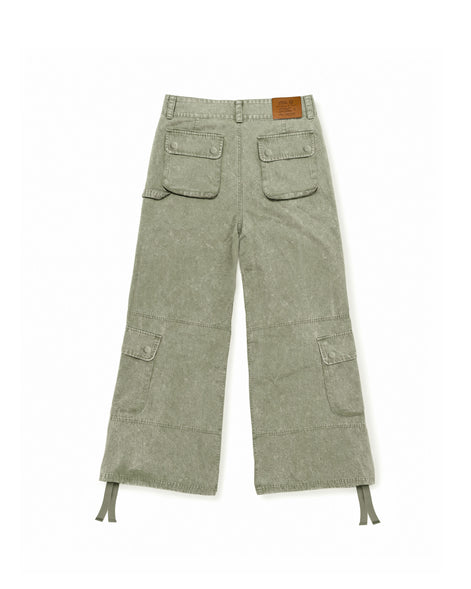 Cargo Wide Pants Washed Green