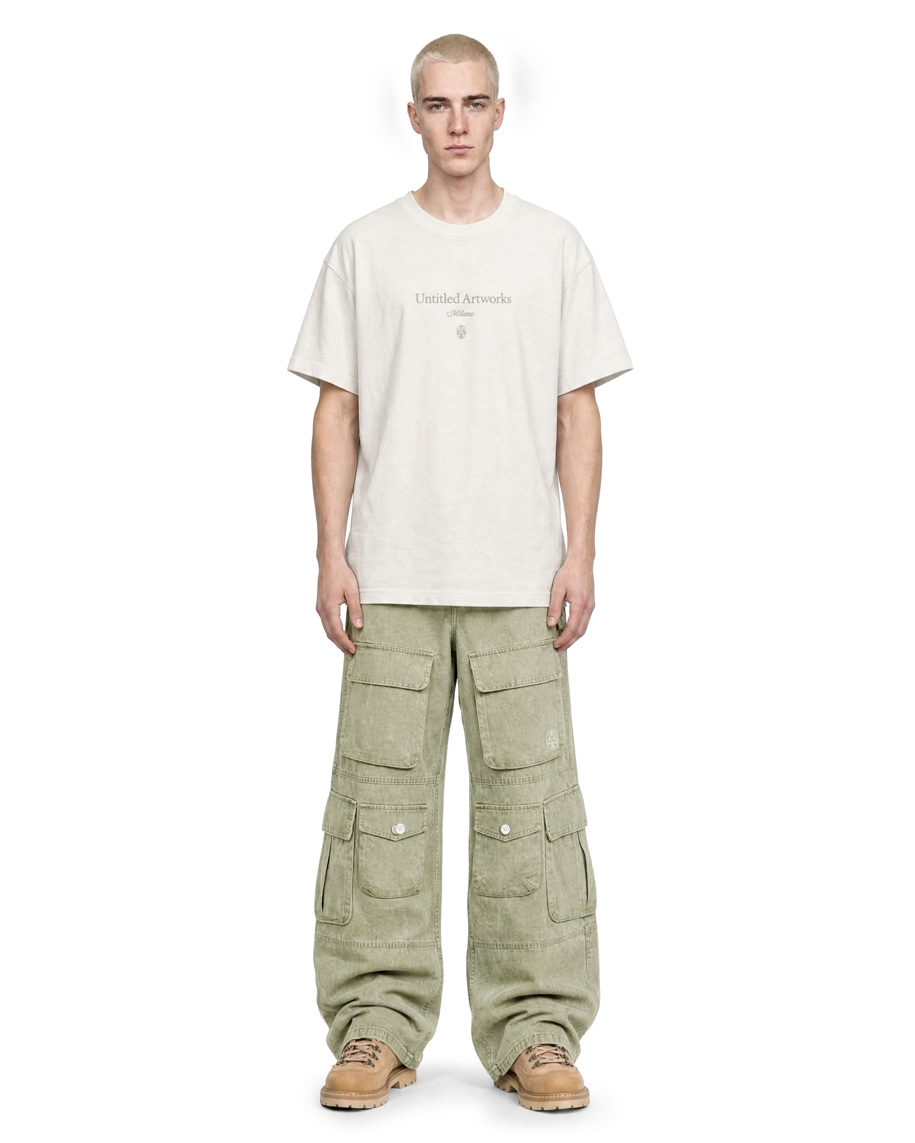 Cargo Wide Pants Washed Green