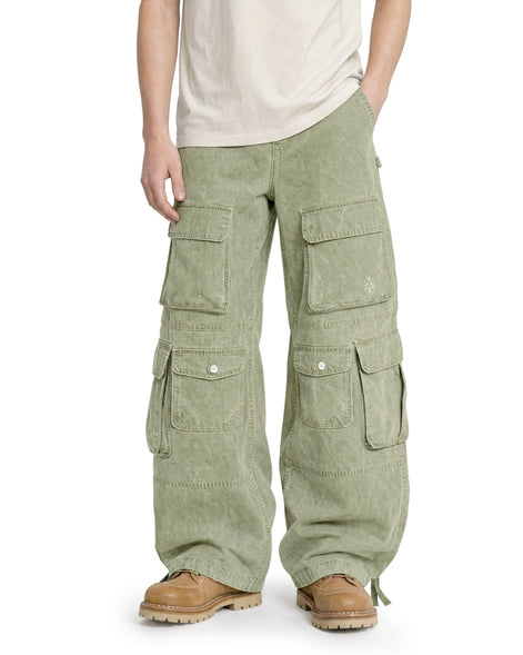 Cargo Wide Pants Washed Green
