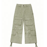 Cargo Wide Pants Washed Green