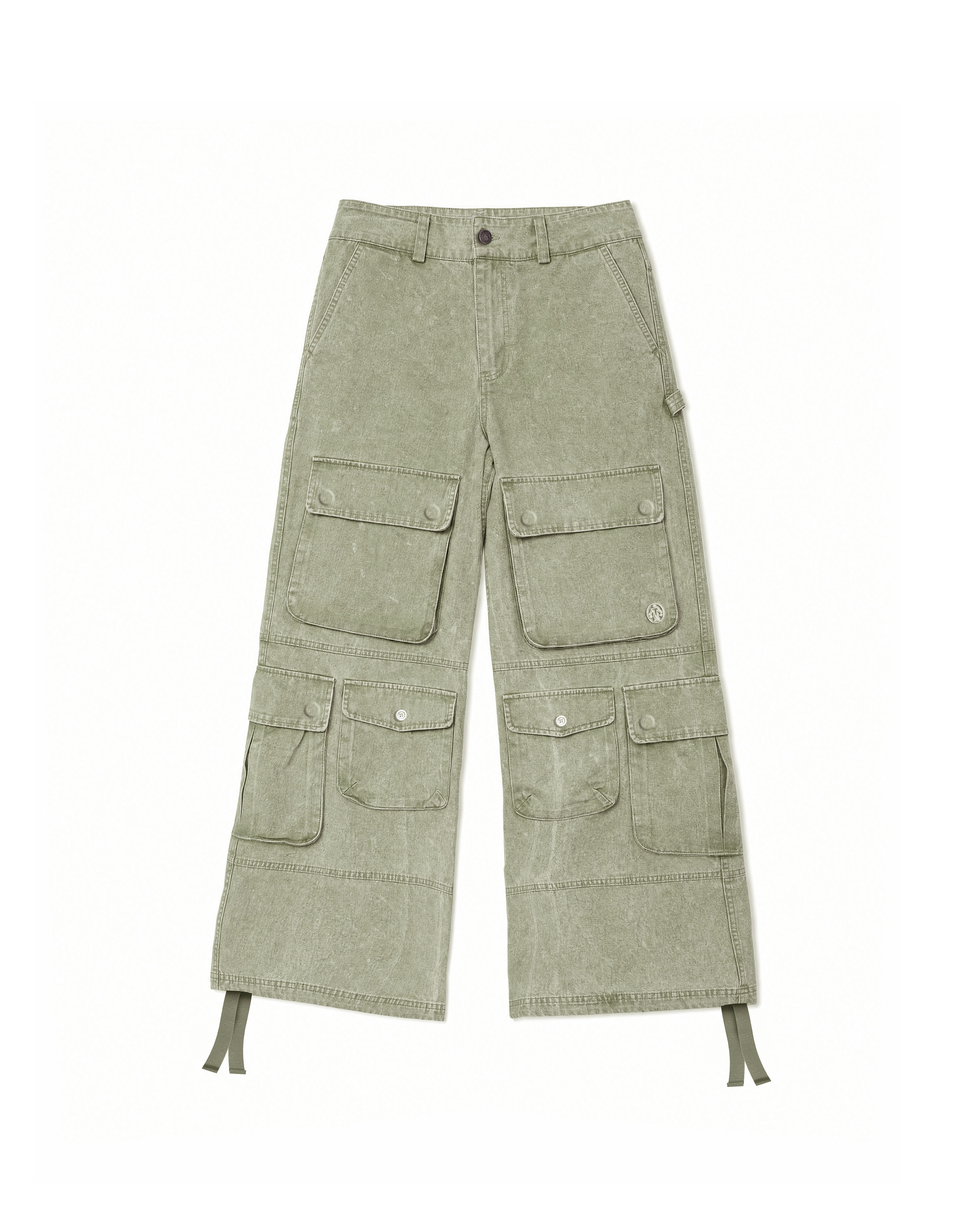 Cargo Wide Pants Washed Green