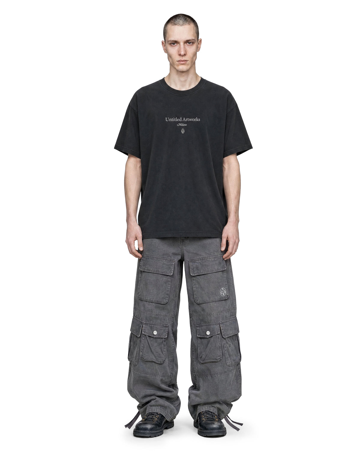 Cargo Wide Pants Washed Grey