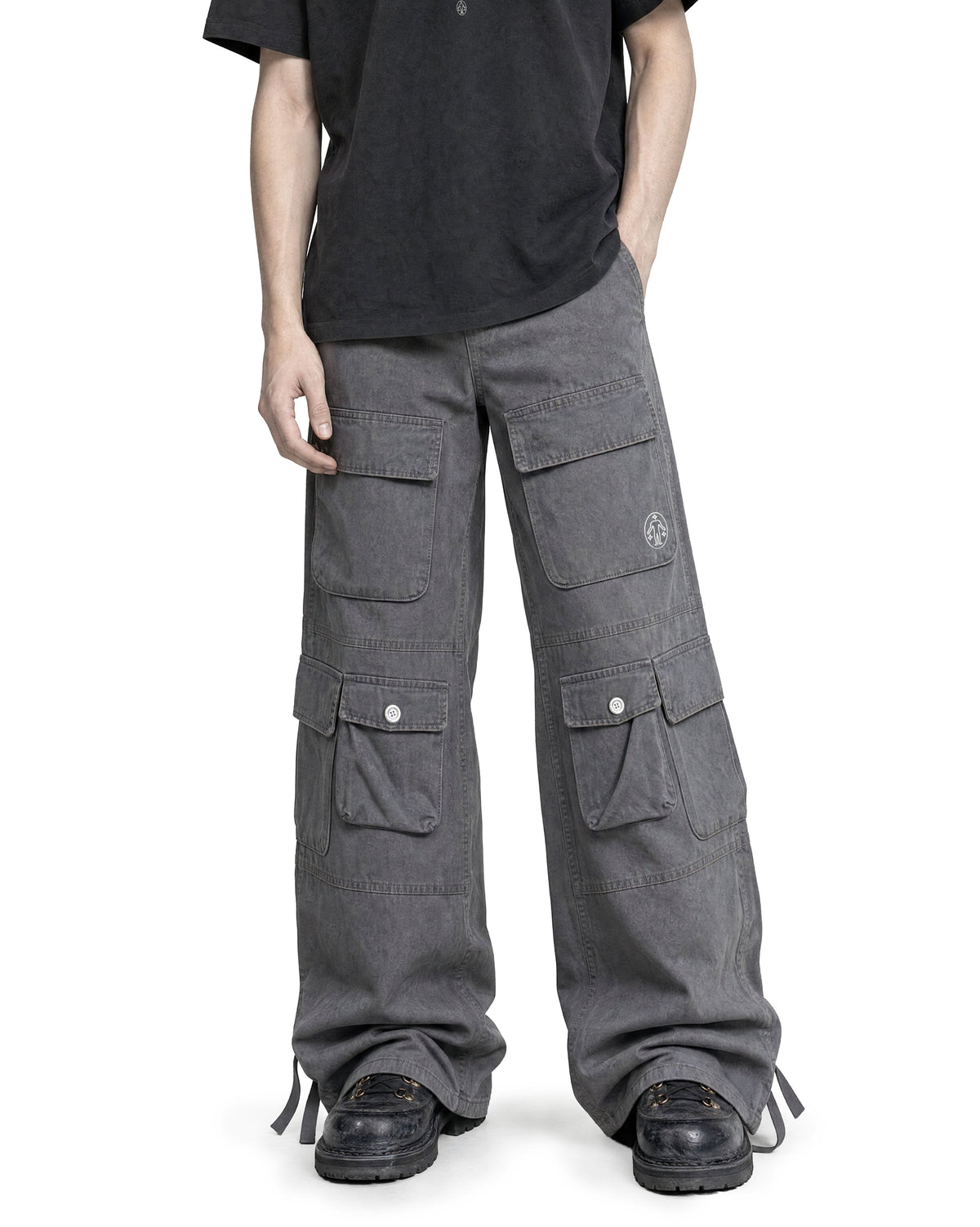 Cargo Wide Pants Washed Grey
