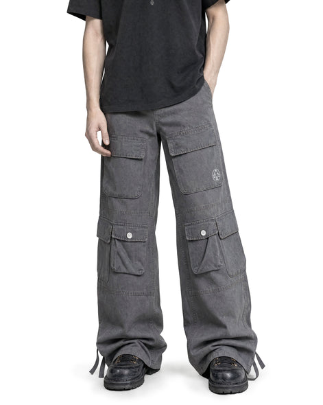 Cargo Wide Pants Washed Grey