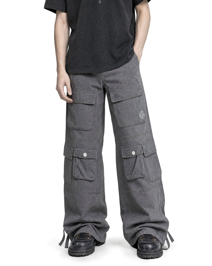 Cargo Wide Pants Washed Grey