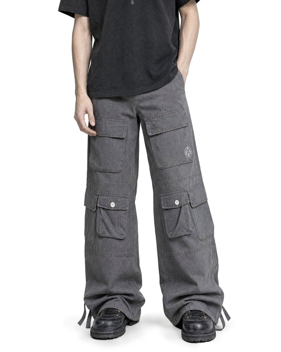 Cargo Wide Pants Washed Grey