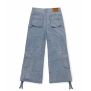 Cargo Wide Pants Washed Light Blue 122