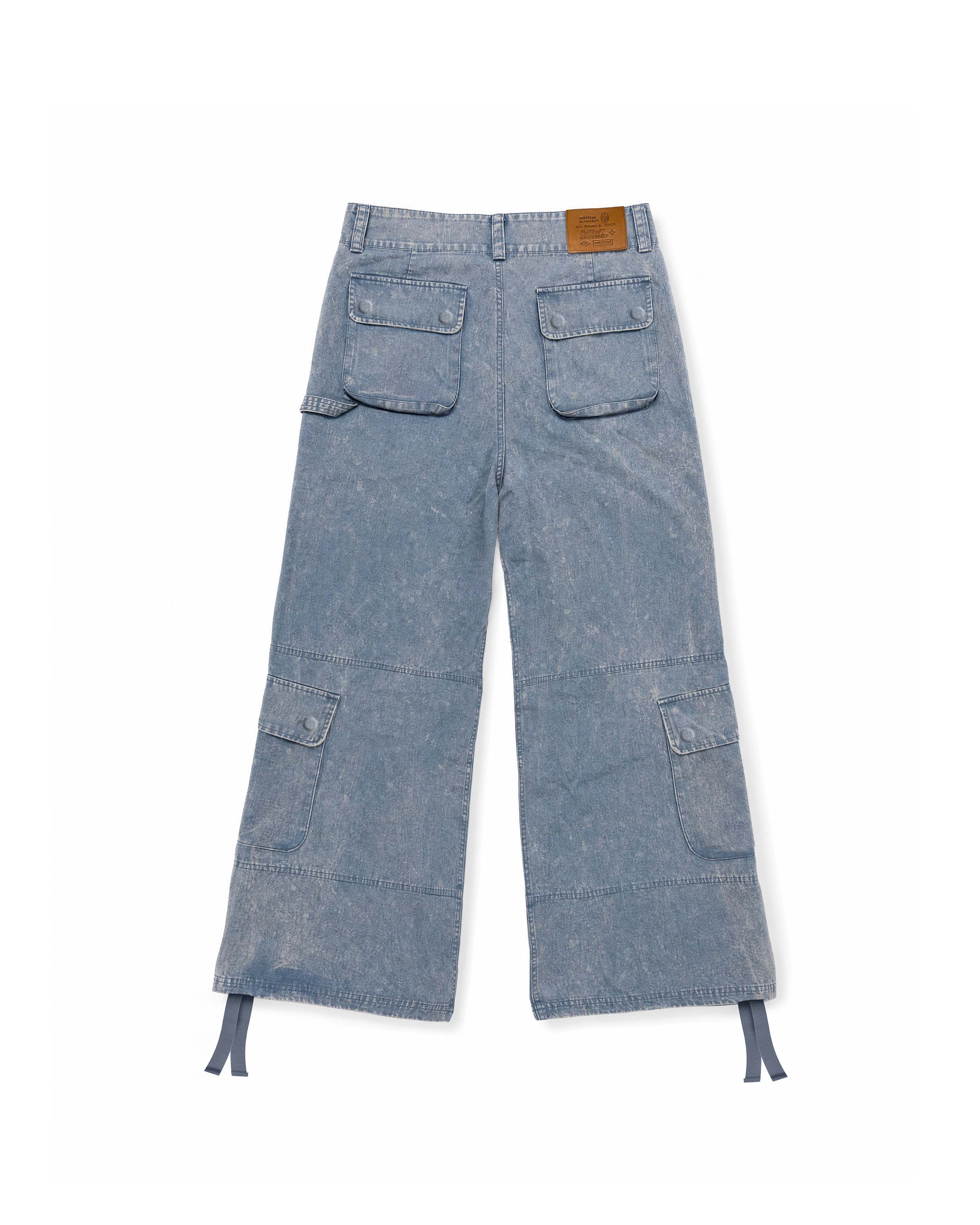 Cargo Wide Pants Washed Light Blue 122