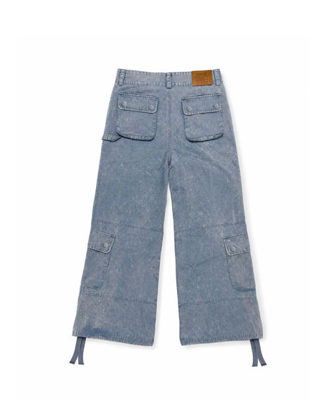 Cargo Wide Pants Washed Light Blue 122
