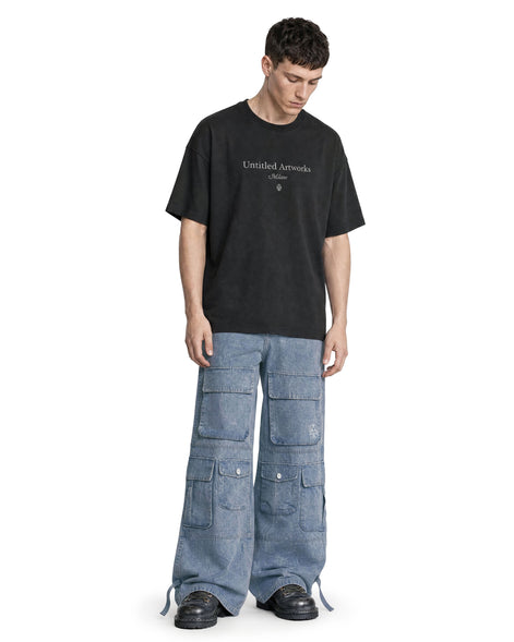 Cargo Wide Pants Washed Light Blue 122