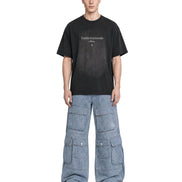 Cargo Wide Pants Washed Light Blue 122