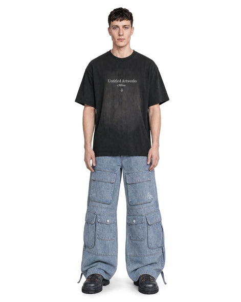 Cargo Wide Pants Washed Light Blue 122