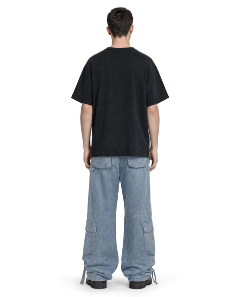 Cargo Wide Pants Washed Light Blue 122