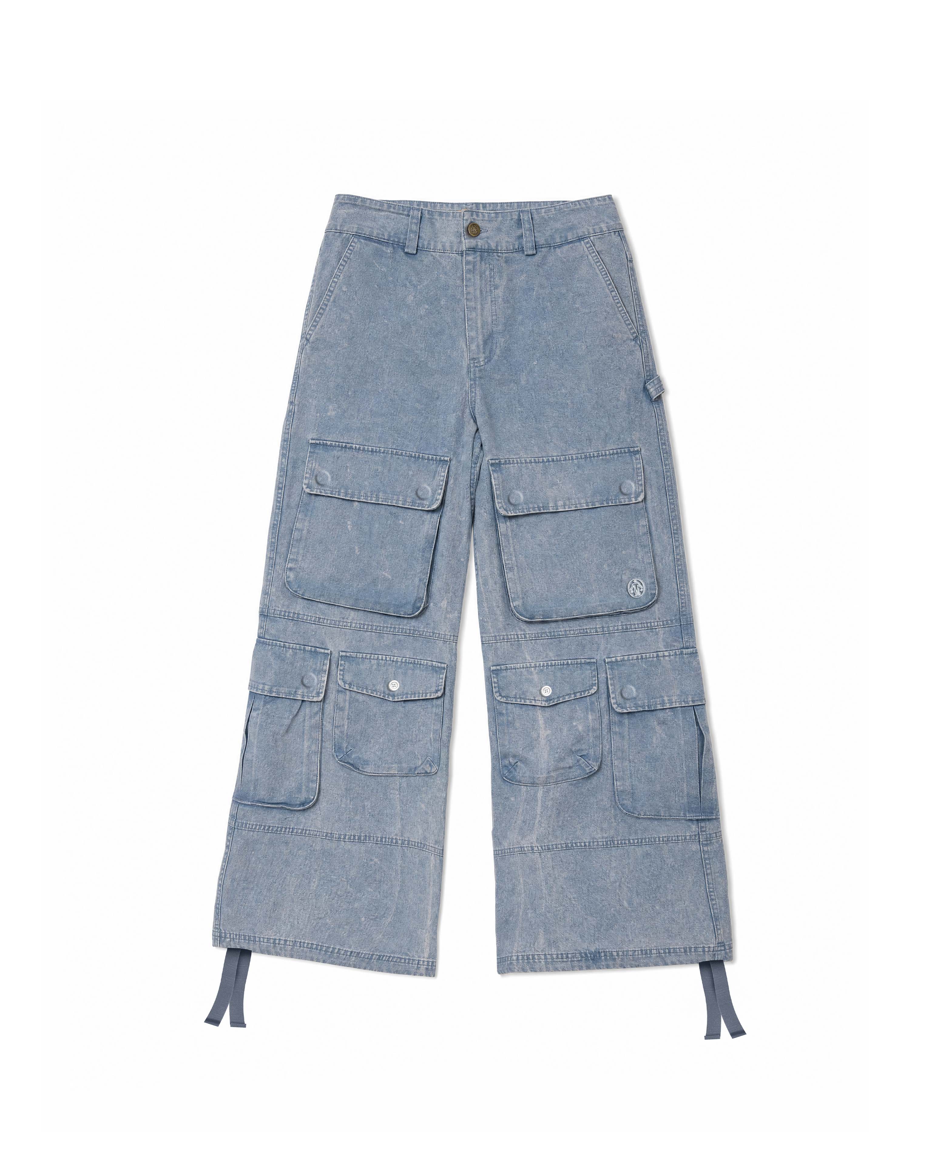 Cargo Wide Pants Washed Light Blue 122