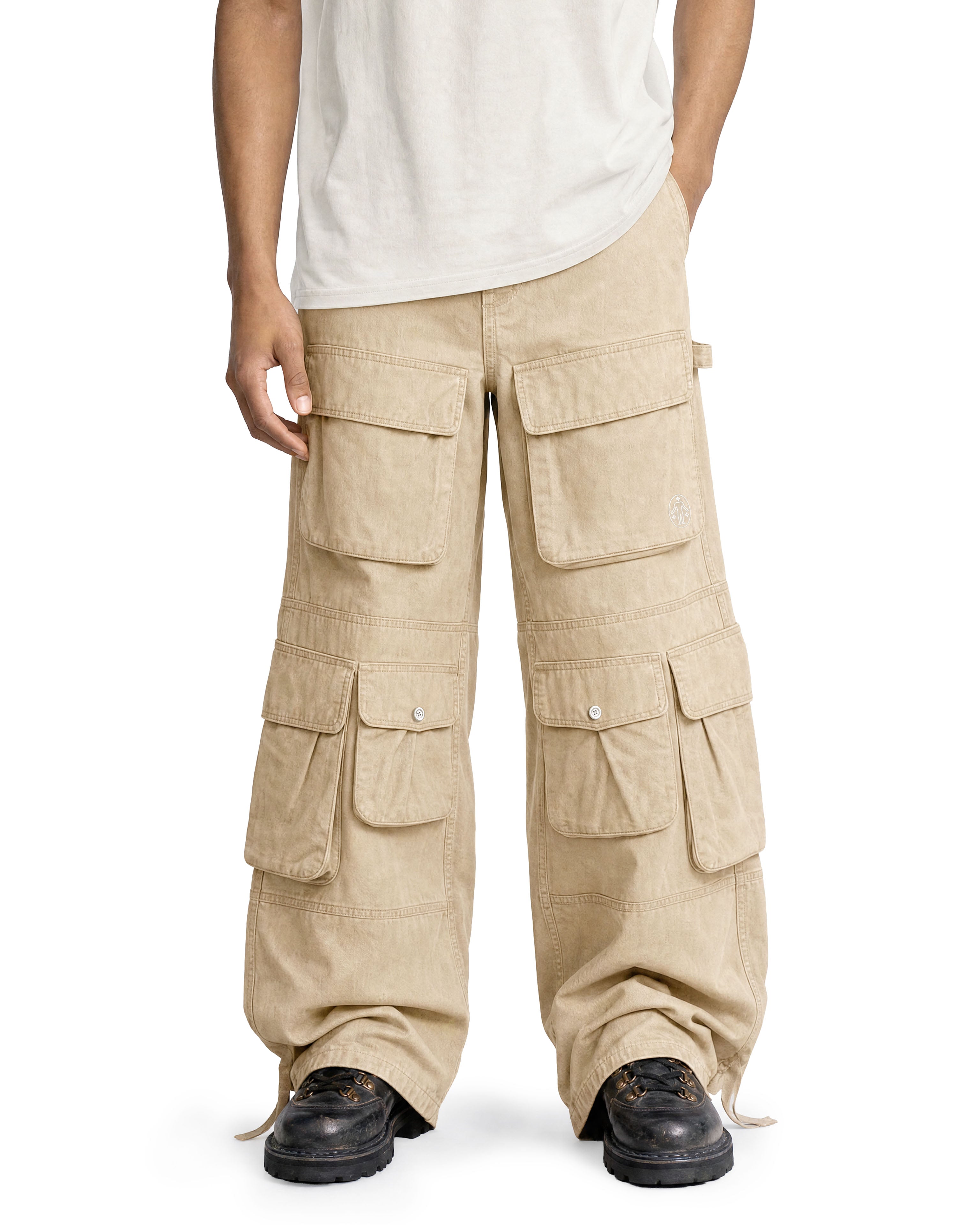 Cargo Wide Pants Washed Sand