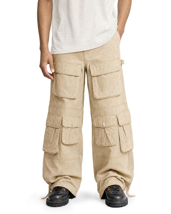 Cargo Wide Pants Washed Sand