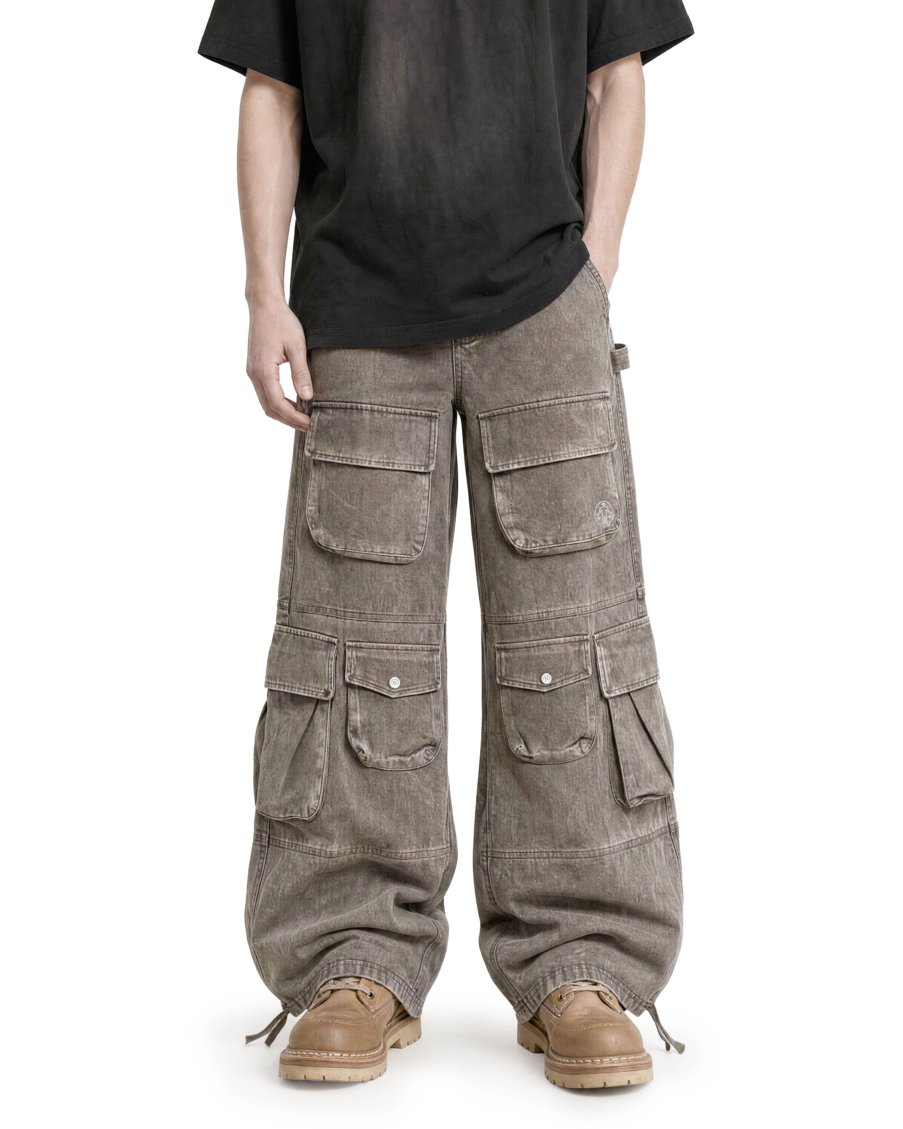 Cargo Wide Pants Washed Taupe 218