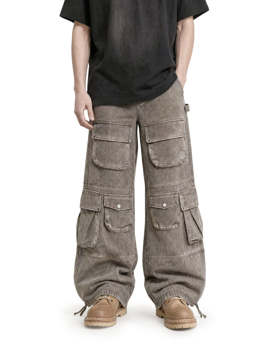 Cargo Wide Pants Washed Taupe