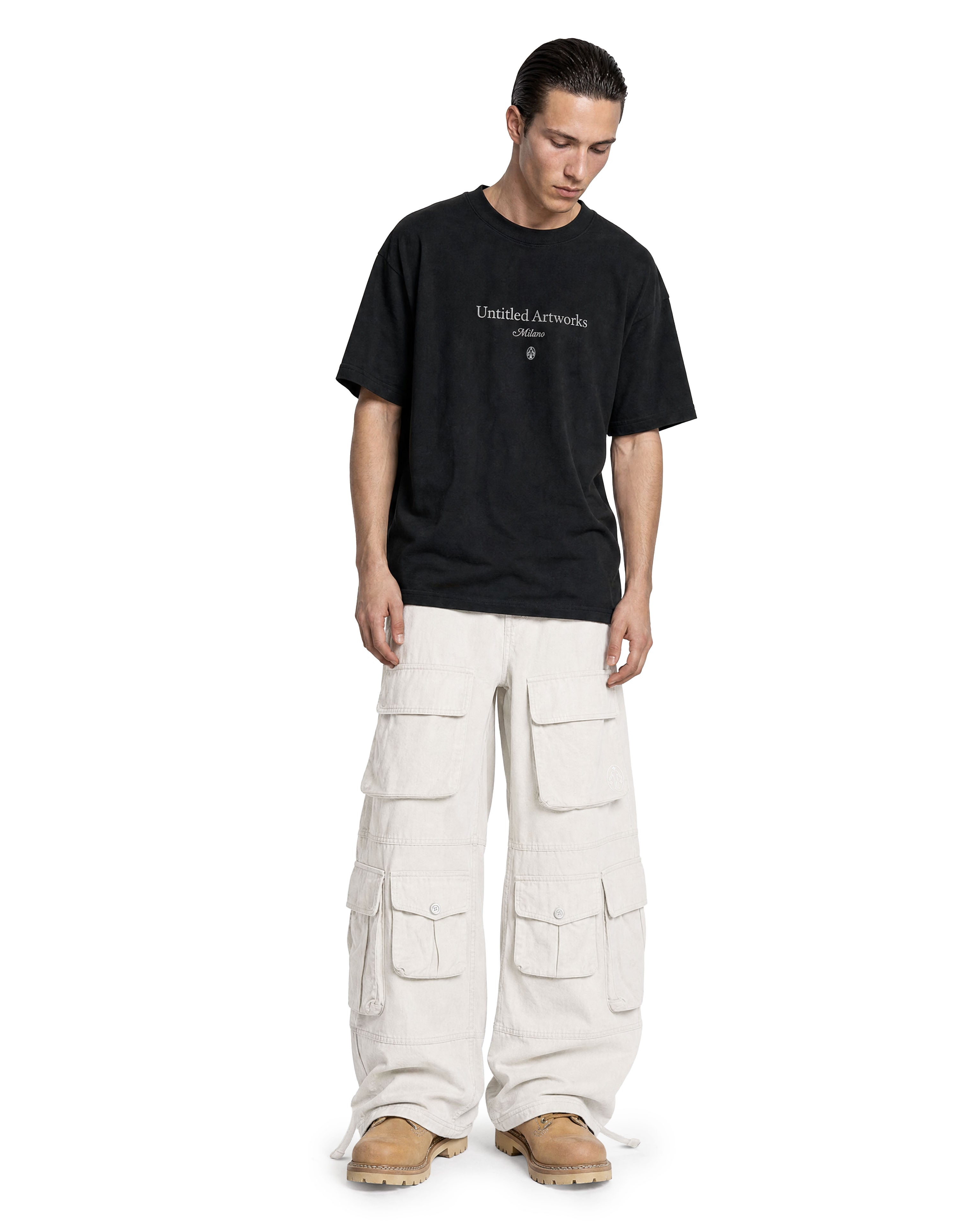 Cargo Wide Pants White 127