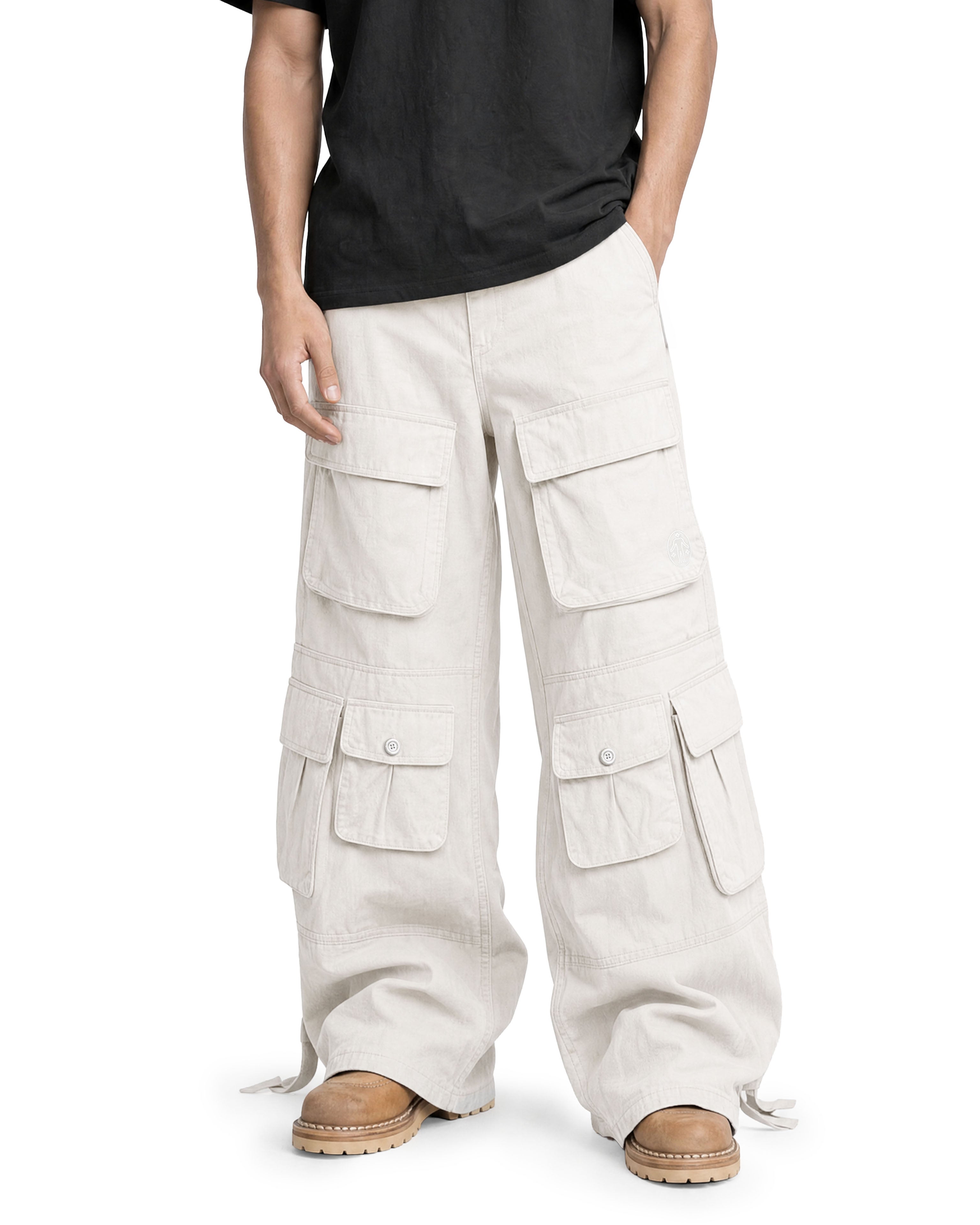 Cargo Wide Pants White 127