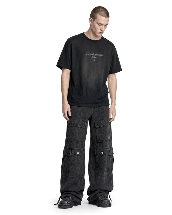 Cargo Wide Pants Washed Black