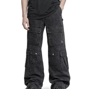 Cargo Wide Pants Washed Black 112 114