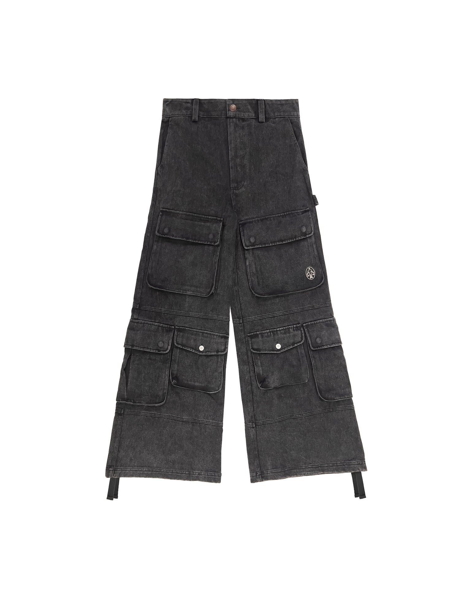 Cargo Pants Wide Washed Black