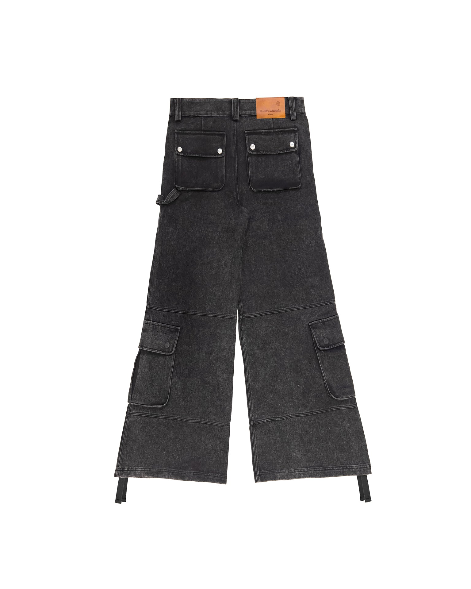 Cargo Pants Wide Washed Black